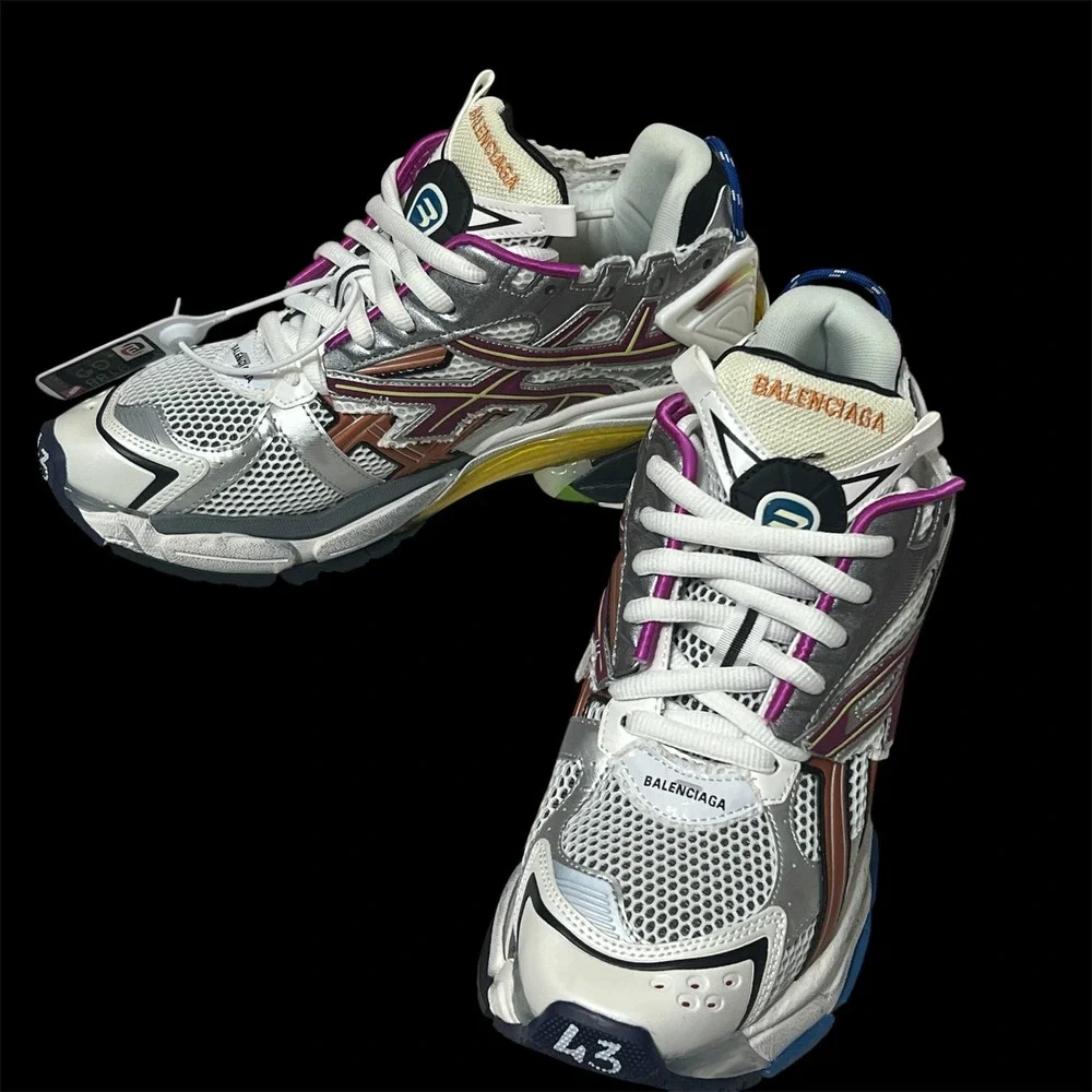 Balenciaga Runner Multi-Color Silver Purple Sneakers 677403 Mens‎ Size 43 US 10